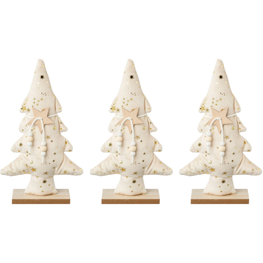 Creativ deco Deco-boom Kerst versiering uit fluweelstof met applicaties (3 stuks) afbeelding 1