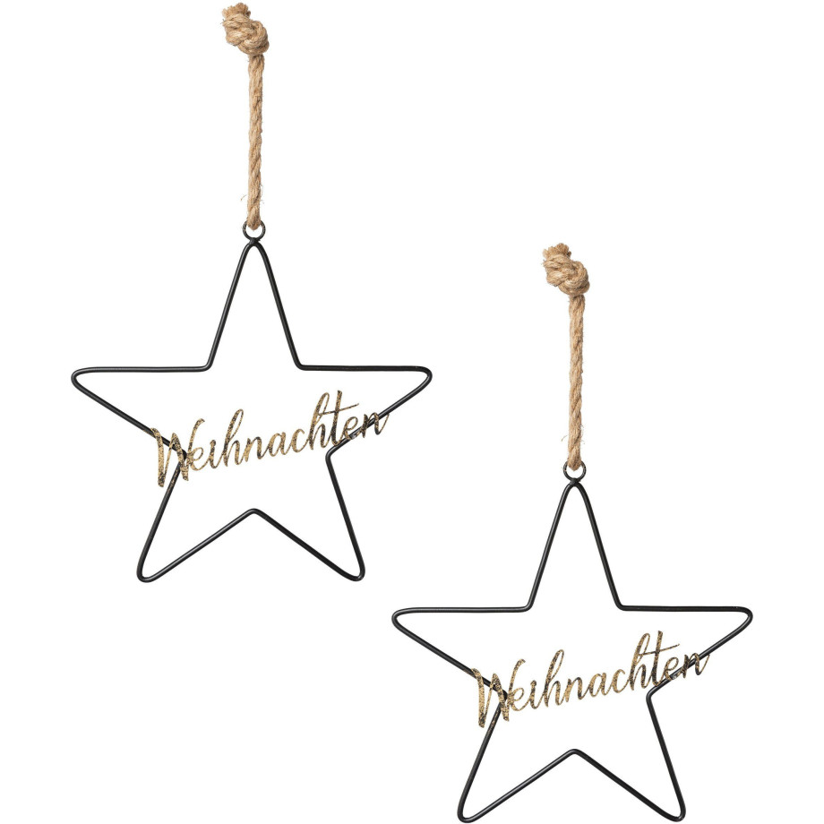 Creativ deco Sierhanger Kerst versiering met glitteropschrift (2 stuks) afbeelding 1