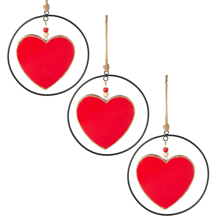 Creativ deco Sierhanger Kerstversiering rood (3 stuks) afbeelding 1