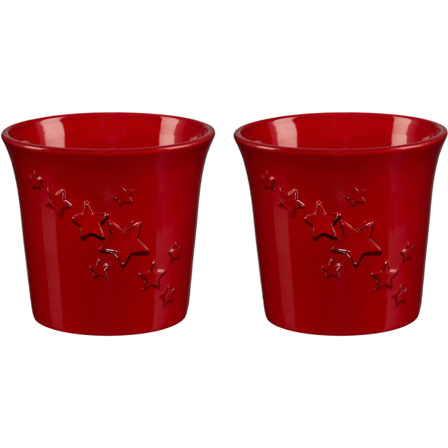 Creativ deco Sierpot Kerstversiering rood (2 stuks) afbeelding 1