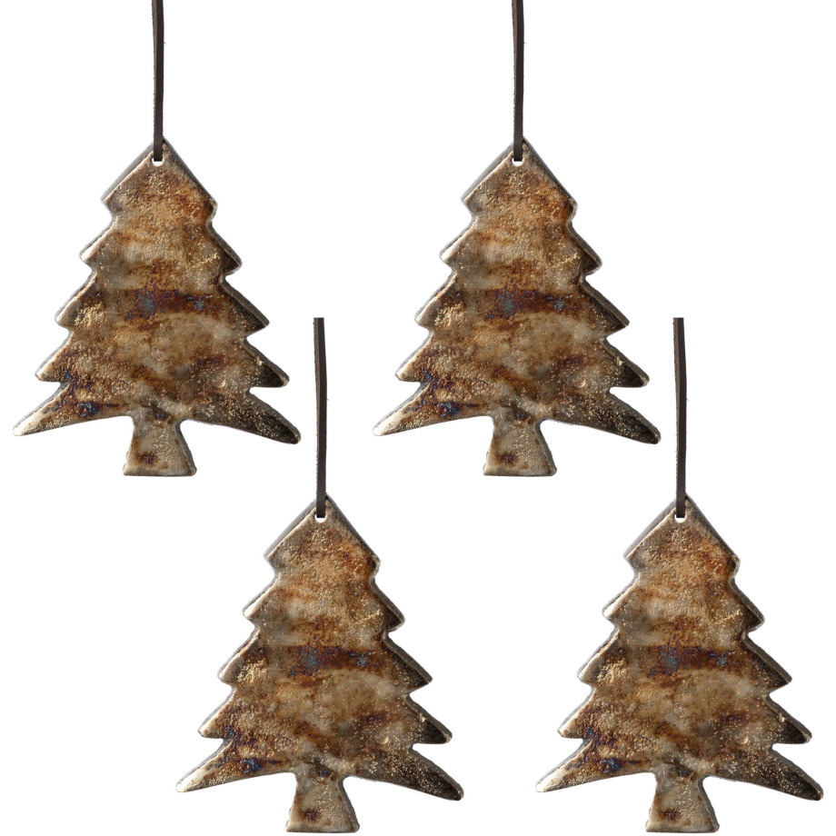 Creativ deco Wandkerstboom Kerst versiering van gietaluminium (4 stuks) afbeelding 1