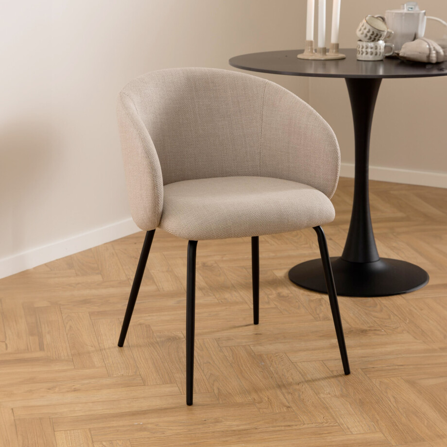 Bendt Eetkamerstoel 'Cristi' Structuurstof, kleur Beige Bendt Eetkamerstoel 'Cristi' Structuurstof, kleur Beige afbeelding 1