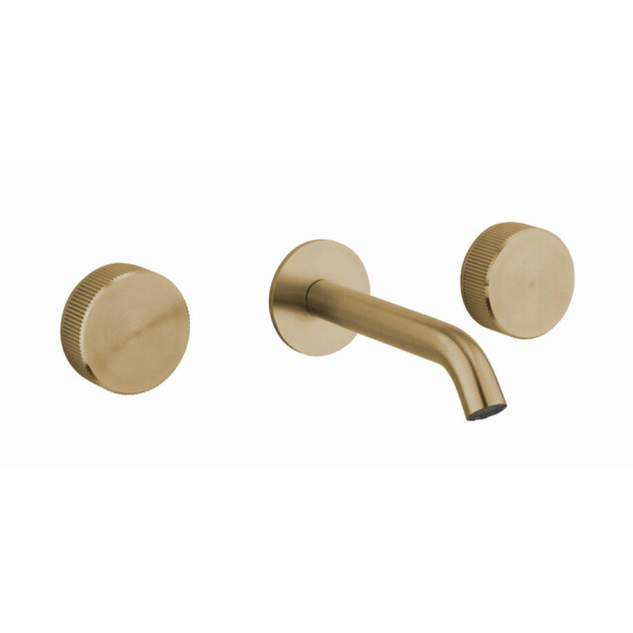 Crosswater 3ONE6 Wastafelkraan inbouw - gebogen uitloop 18cm - geborsteld messing TS130WNSF afbeelding 1