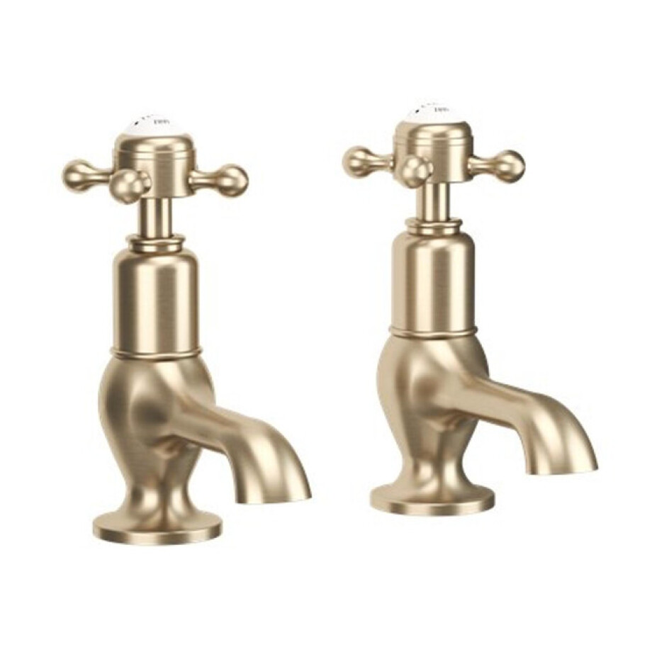 Crosswater Belgravia Crosshead Garderobe Wastafelkranen - set van 2 - Geborsteld Messing BL150DNF afbeelding 1