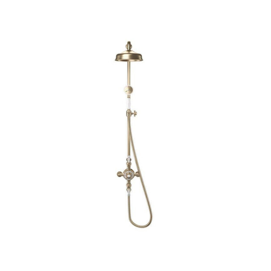 Crosswater Belgravia Regendouche - glijstang - handdouche - 20cm hoofddouche - Geborsteld Messing (goud) BEL_SLIDERF afbeelding 1
