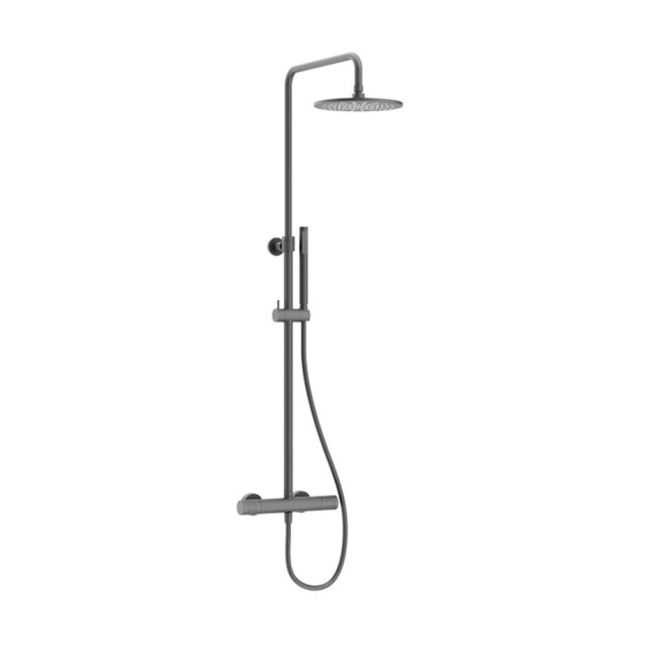 Crosswater Centrale Regendouche - thermostatisch - 22.5cm hoofddouche - rond - staafhanddouche - leisteen RM531WT afbeelding 1