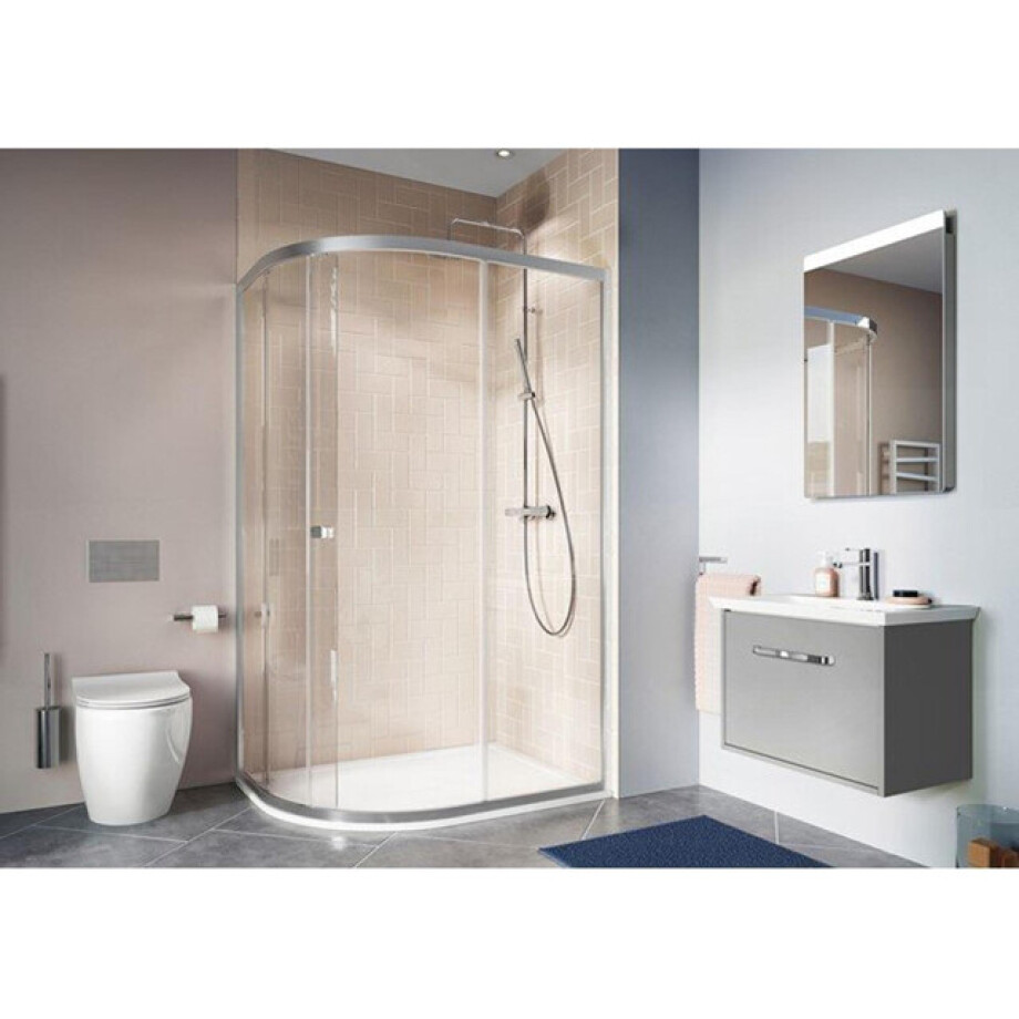 Crosswater Clear 6 kwartronde douchecabine met 1 schuifdeur 100x80x195cm 6mm helder veiligheidsglas zilver CAQSSC10X8 Crosswater Clear 6 kwartronde douchecabine met 1 schuifdeur 100x80x195cm 6mm helder veiligheidsglas zilver CAQSSC10X8 afbeelding 1