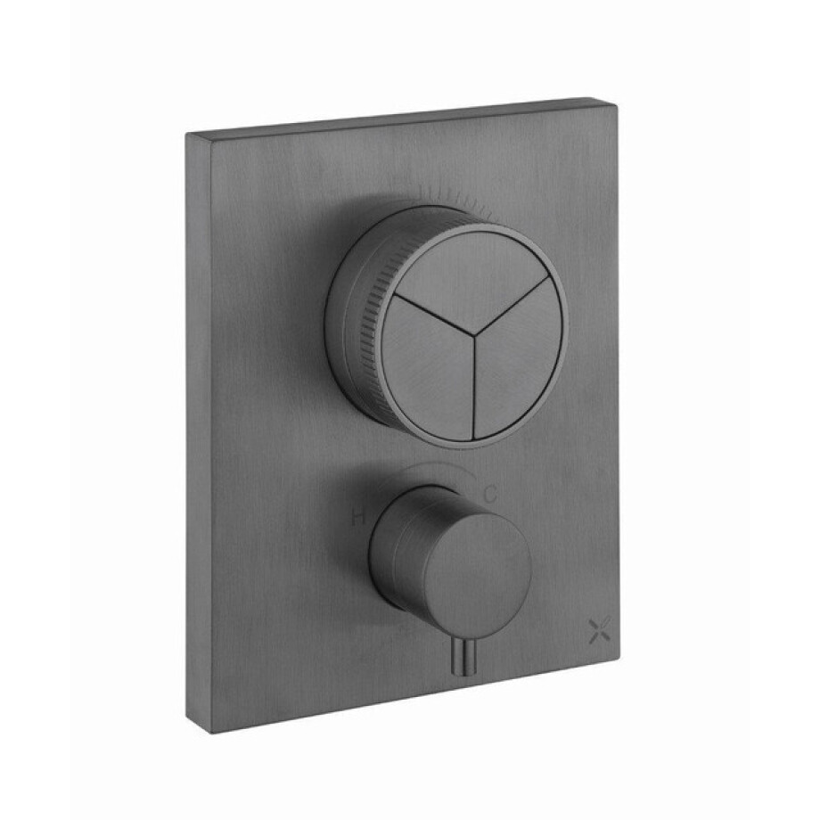 Crosswater Crossbox douchekraan - thermostatisch - geschikt voor 3 functies - push - slate (gunmetal) PROCBPUSH2500LBPT afbeelding 1