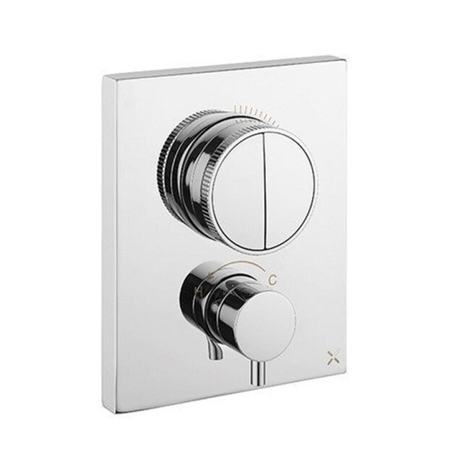 Crosswater Crossbox inbouw douchekraan thermostatisch 2 functies inclusief inbouwdeel chroom PROCBPUSH1500LBPC afbeelding 1