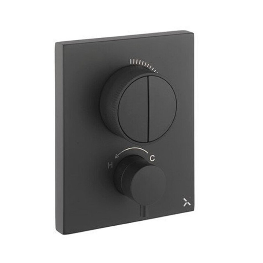 Crosswater Crossbox inbouw douchekraan thermostatisch 2 functies inclusief inbouwdeel zwart mat PROCBPUSH1500LBPM afbeelding 1