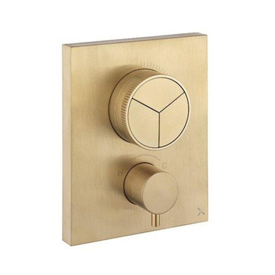 Crosswater Crossbox inbouw douchekraan thermostatisch 3 functies inclusief inbouwdeel geborsteld messing PROCBPUSH2500LBPF afbeelding 1
