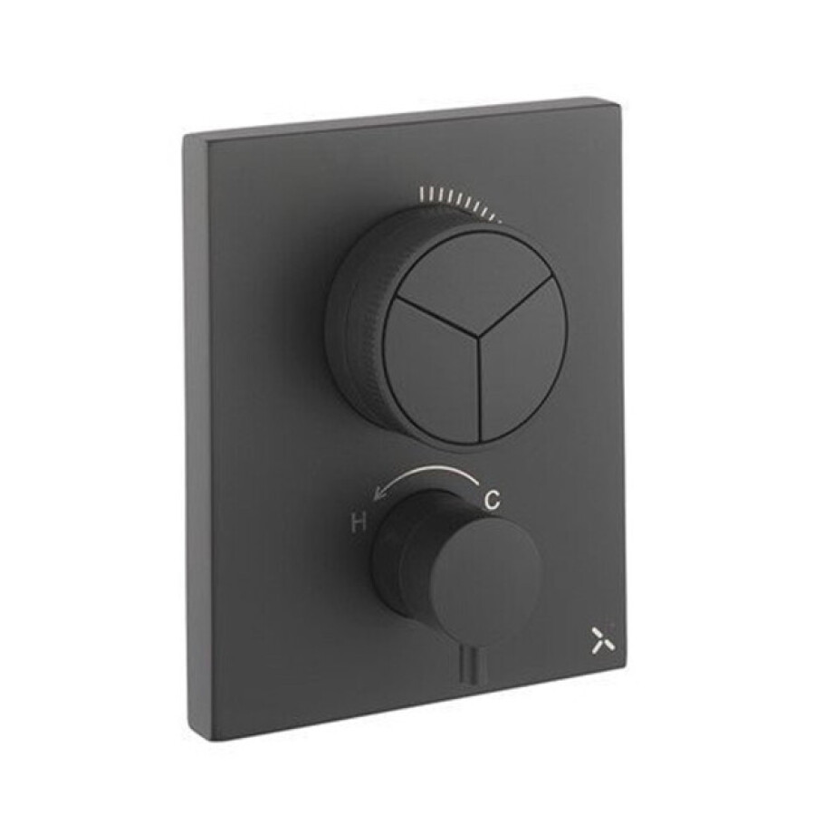 Crosswater Crossbox inbouw douchekraan thermostatisch 3 functies inclusief inbouwdeel zwart mat PROCBPUSH2500LBPM afbeelding 1
