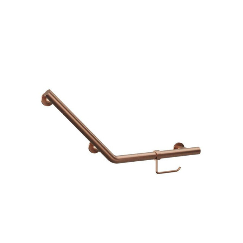 Crosswater Handgreep met WC-rolhouder - schuin - 71.9x33.2cm - geborsteld brons GBA7232BZ afbeelding 1