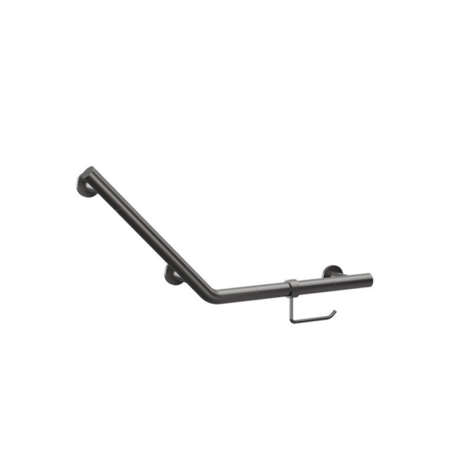 Crosswater Handgreep met WC-rolhouder - schuin - 71.9x33.2cm - Slate (gunmetal) GBA7232T afbeelding 1
