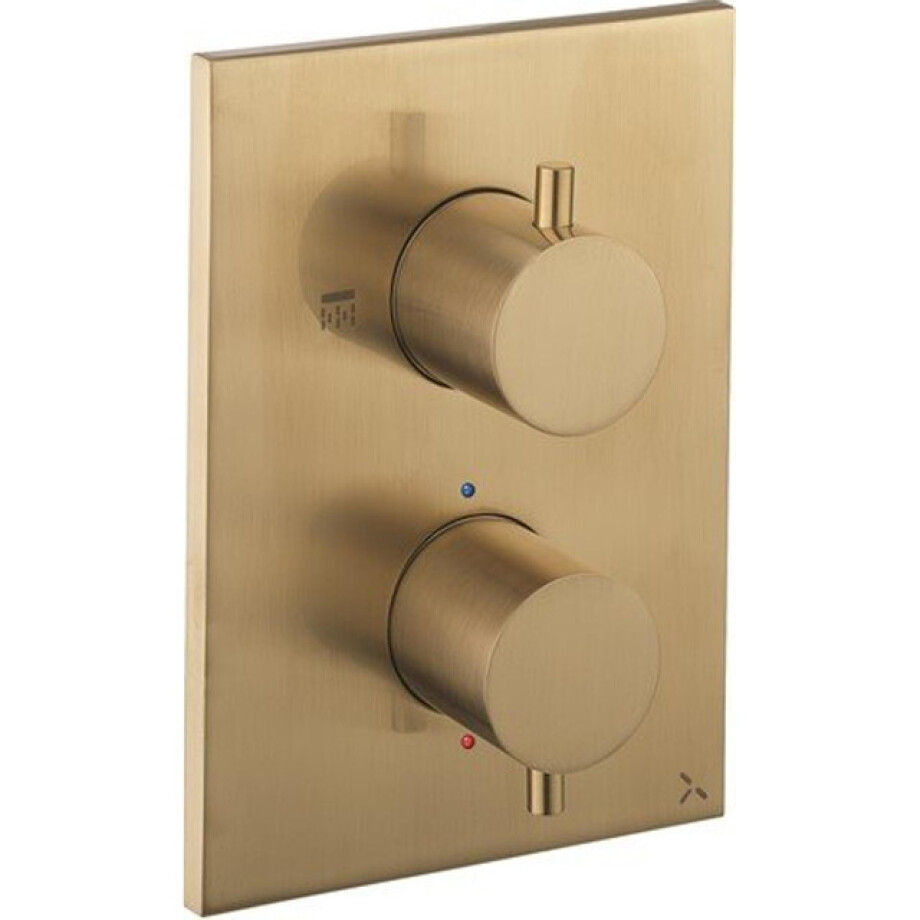 Crosswater MPRO Crossbox Douchekraan Inbouw - thermostatisch - 1 functie - exclusief inbouwdeel - messing geborsteld PROCB1000LBPF_V2 afbeelding 1