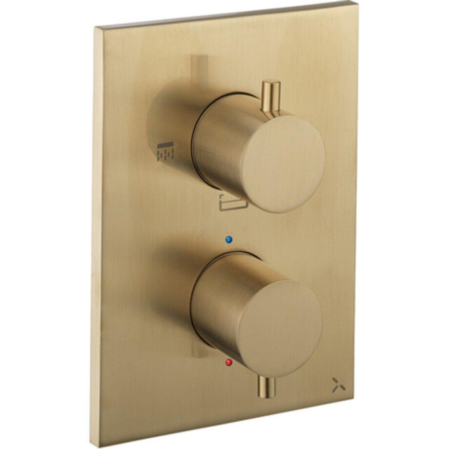 Crosswater MPRO Crossbox Douchekraan - inbouw - thermostatisch - 3 functies - incl. inbouwdeel - messing geborsteld SW377992/SW408404 afbeelding 1