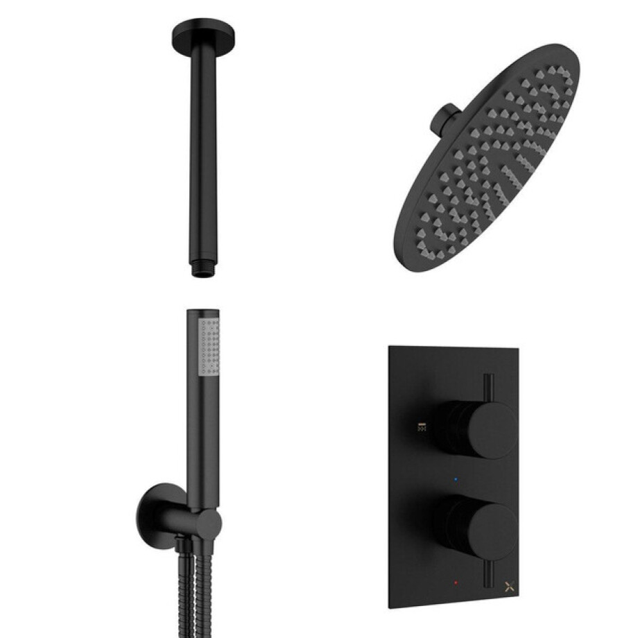 Crosswater MPRO Regendoucheset Inbouw - 20cm hoofddouche - plafondarm - staafhanddouche - mat zwart sw209263/sw209271/sw209276/sw385372/sw385437/ Crosswater MPRO Regendoucheset Inbouw - 20cm hoofddouche - plafondarm - staafhanddouche - mat zwart sw209263/sw209271/sw209276/sw385372/sw385437/ afbeelding 1