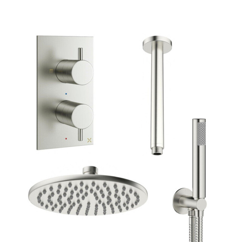 Crosswater MPRO Regendoucheset inbouw - 20cm hoofddouche - plafondarm - staafhanddouche - RVS sw31378/sw104498/sw104806/sw385373/sw385437/ afbeelding 1