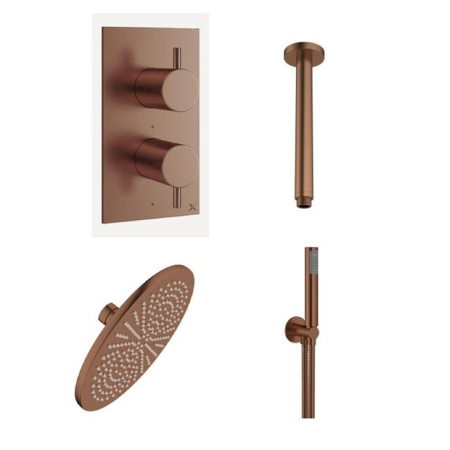 Crosswater MPRO Regendoucheset inbouw - 30cm hoofddouche - staafhanddouche - geborsteld brons SW928170 SW928237 SW928126 SW928080 SW385437 afbeelding 1