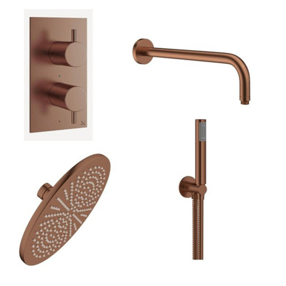 Crosswater MPRO Regendoucheset inbouw - 30cm hoofddouche - wandarm - staafhanddouche - geborsteld brons SW928087 SW928237 SW968204 SW928080 SW385437 afbeelding 1