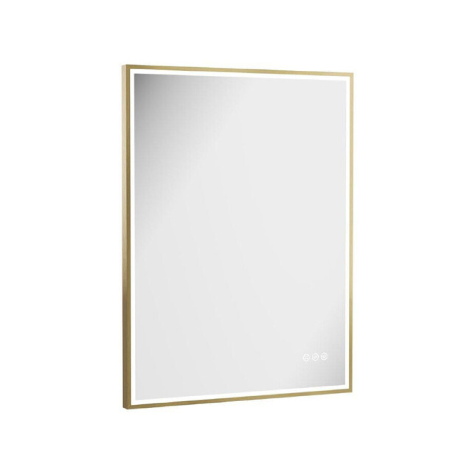 Crosswater MPRO spiegel met verlichting - 80x60cm - LED - verticaal/horizontaal - geborsteld messing (goud) MP6080F afbeelding 1