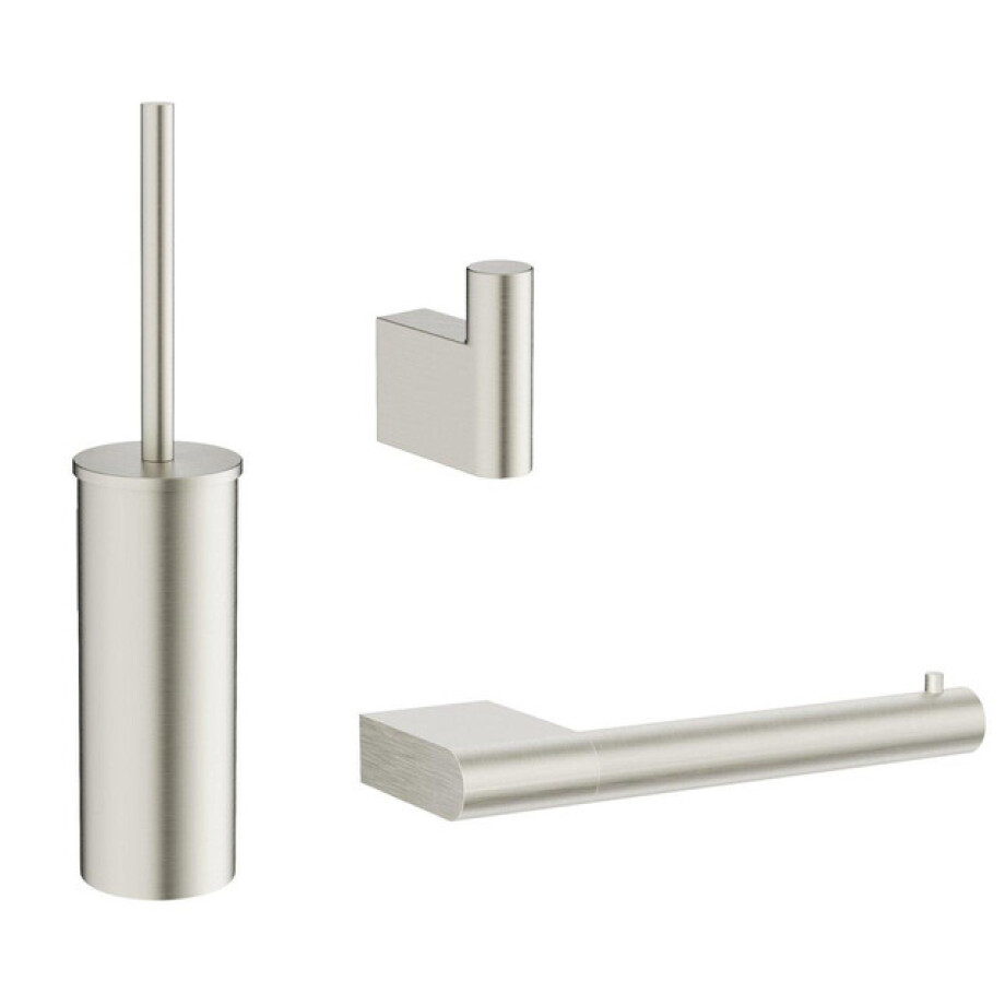 Crosswater MPRO toiletset - toiletborstelhouder - handdoekhaak - wcrolhouder - geborsteld RVS SW916826 / SW916827 / SW916825 afbeelding 1