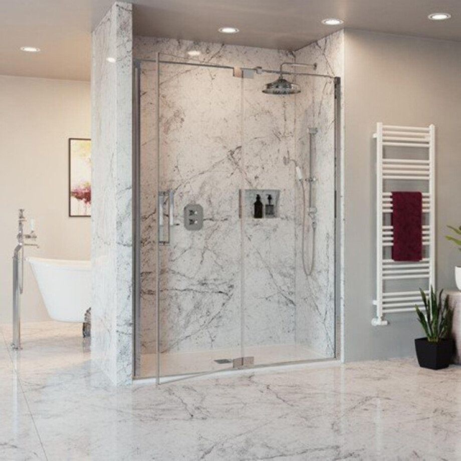 Crosswater Optix 10 Douchedeur - in profiel draaiend - 120x200cm - vaste wand - gepolijst RVS OXPDSC1200 afbeelding 1