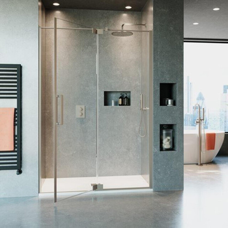 Crosswater Optix 10 Douchedeur - in profiel draaiend - 90x200cm - vaste wand - geborsteld RVS OXPDVC0900 afbeelding 1