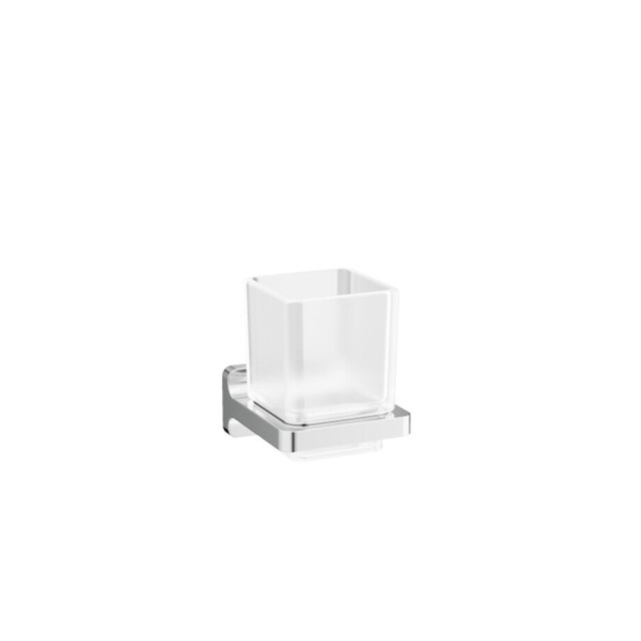 Crosswater Rotar Bekerhouder - 8x9.8x9cm - met beker - vierkant - wandmodel - chroom RT003C afbeelding 1