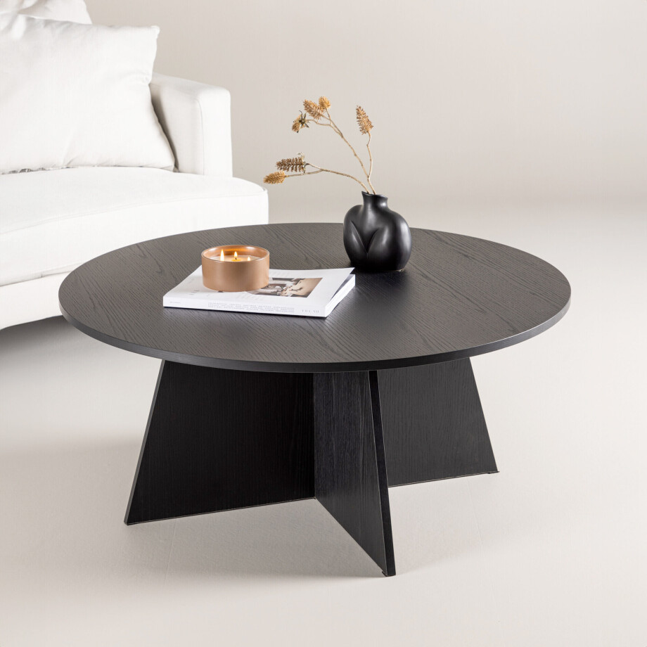 Nohr Ronde Salontafel 'Cynthiaann' 100cm, kleur Zwart Nohr Ronde Salontafel 'Cynthiaann' 100cm, kleur Zwart afbeelding 1
