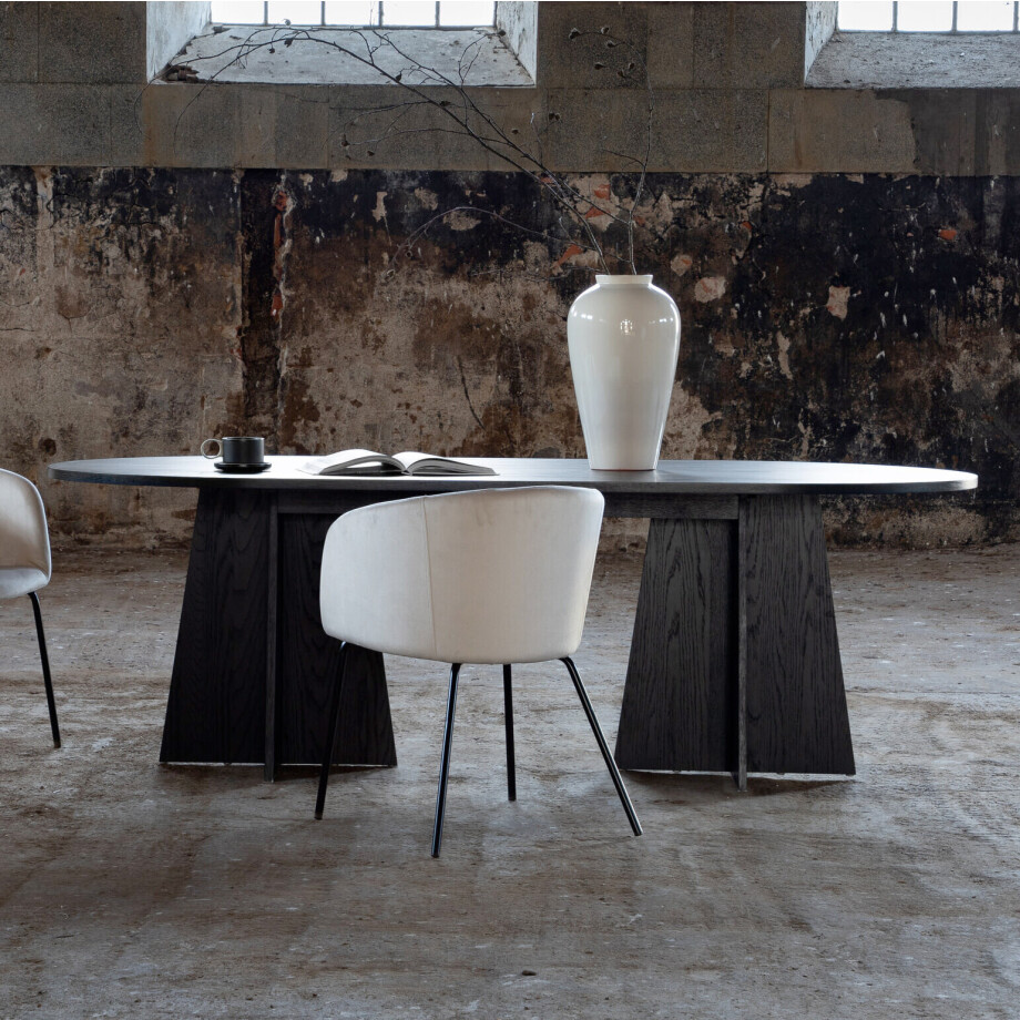 Nohr Ovale Eettafel 'Cynthiaann' 230 x 115cm, kleur Zwart afbeelding 1