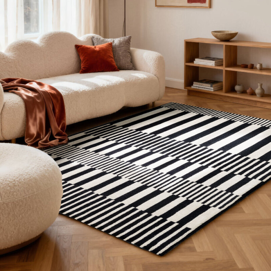 Vloerkleed Pulse Rechthoekig - Zwart Wit 290x200cm - Wol - Dekbed-Discounter.nl Vloerkleed Pulse Rechthoekig - Zwart Wit 290x200cm - Wol - Dekbed-Discounter.nl afbeelding