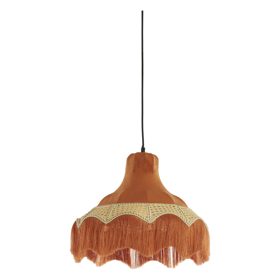 Light & Living Hanglamp 'Mizia' Velvet en webbing, 40cm, kleur Oranje afbeelding 1