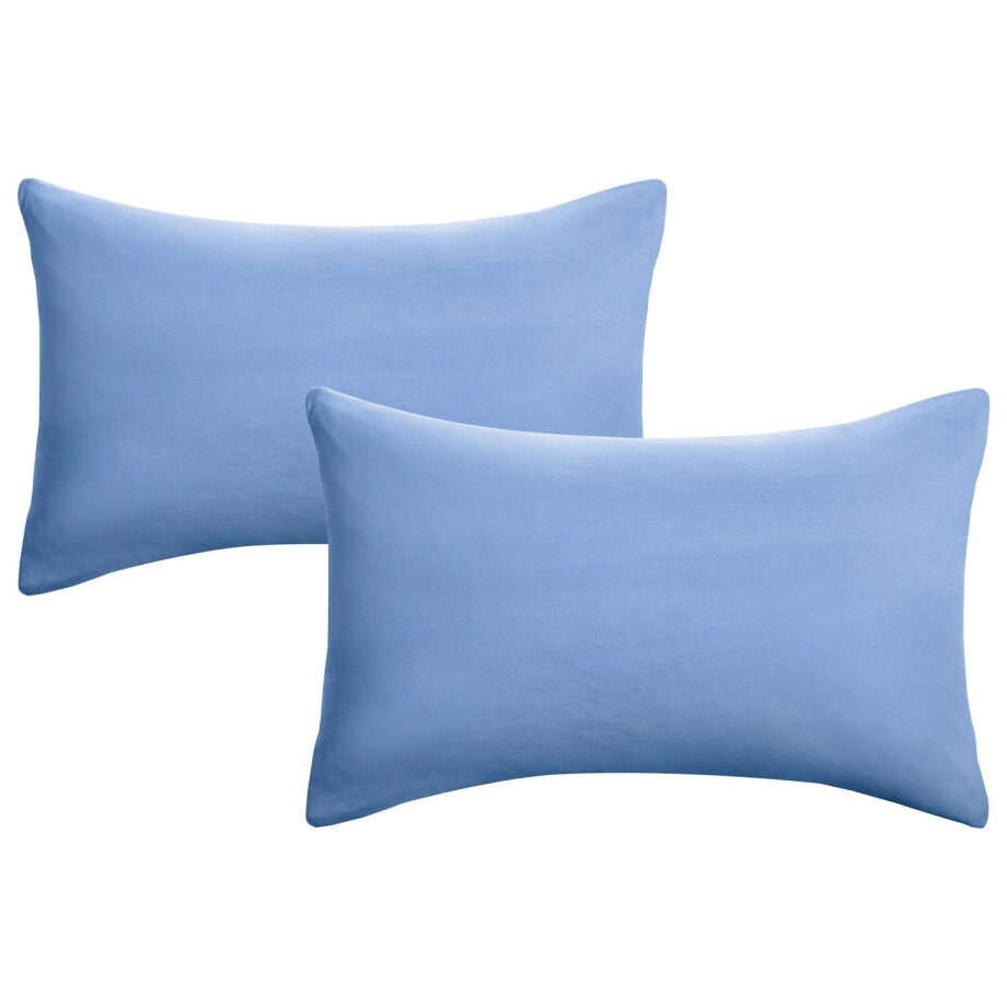 Biberna Fijne jersey kussenhoes (Blauw, 40x60) afbeelding 1