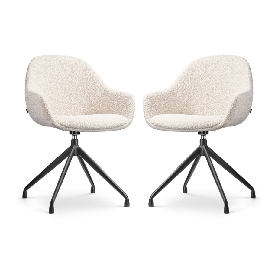 Set van 2 eetkamerstoelen Nola-Mae bouclé draaibaar | Nolon Set van 2 eetkamerstoelen Nola-Mae bouclé draaibaar | Nolon afbeelding 1