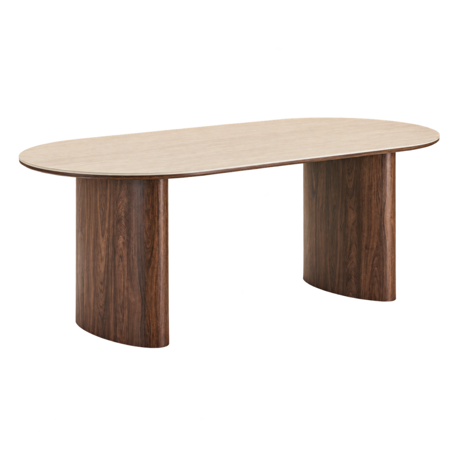 Dana houten eettafel met keramiek blad donkerbruin - 210 x 100 cm Dana houten eettafel met keramiek blad donkerbruin - 210 x 100 cm afbeelding 1