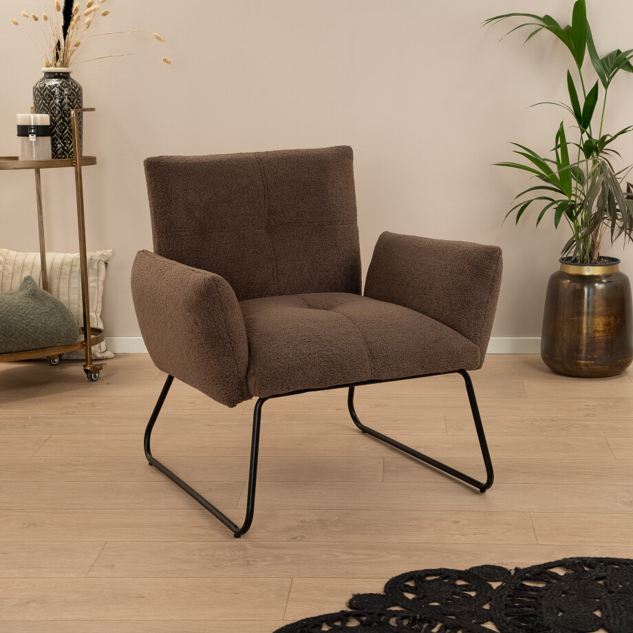 Tower Living Fauteuil 'Dante' Teddy, kleur Donkerbruin afbeelding 1