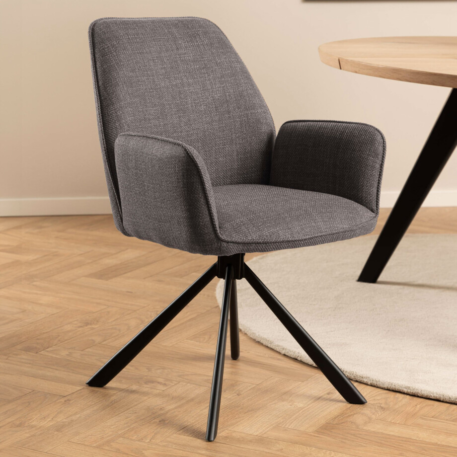 Bendt Draaibare Eetkamerstoel 'Dantrell' kleur Grijs/Bruin afbeelding 1