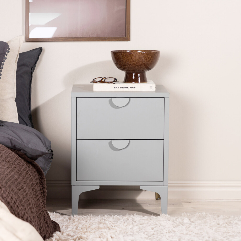 Nohr Nachtkastje 'Danyella' Met 2 laden, Metaal, kleur Lichtgrijs afbeelding 1