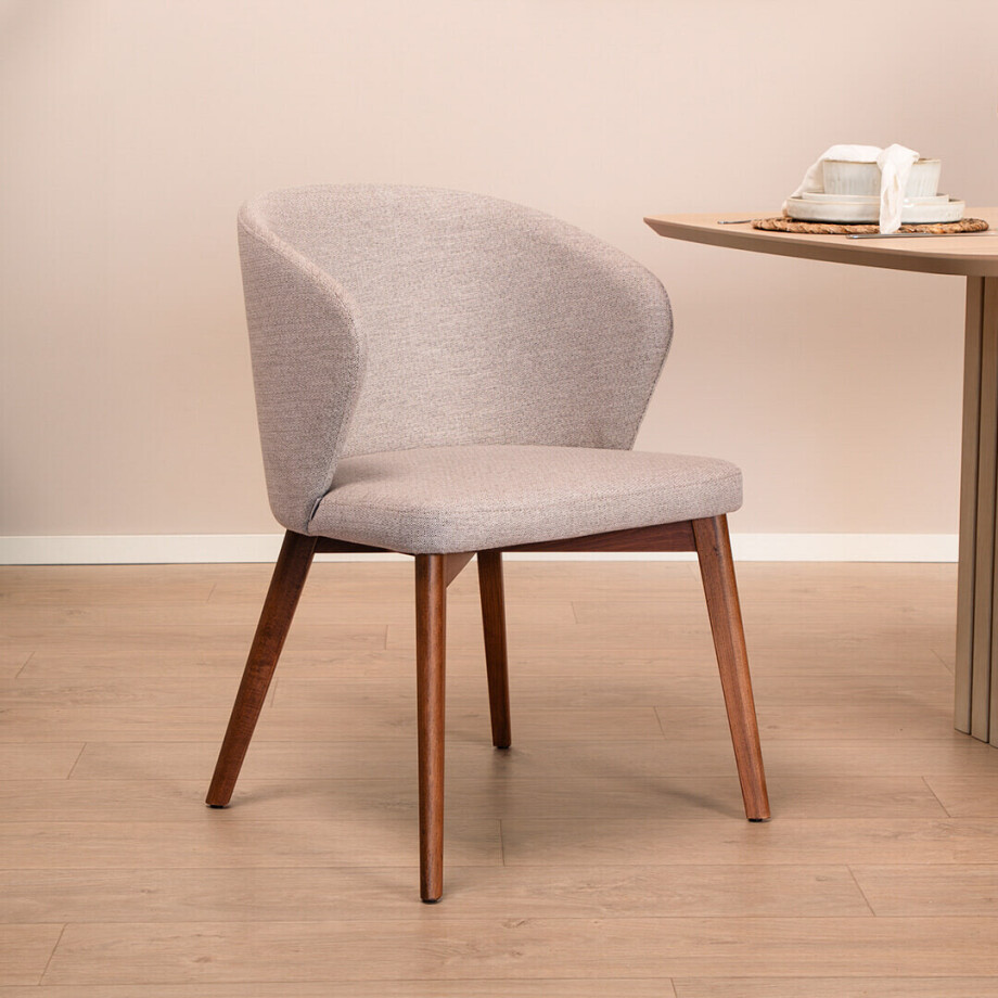 Kave Home Eetkamerstoel 'Darice' Walnoot onderstel, kleur Bruin afbeelding 1