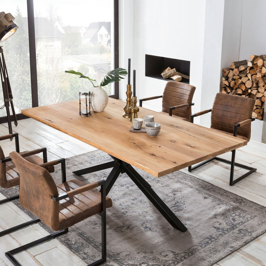 Artistiq Eettafel 'Dashawn' Eikenhout, 180 x 100cm, kleur Zwart afbeelding 