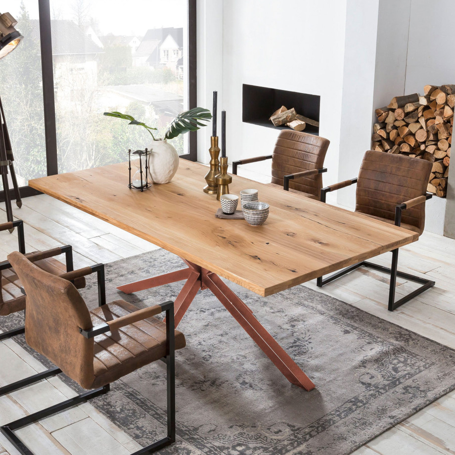 Artistiq Eettafel 'Dashawn' Eikenhout, 180 x 100cm, kleur Bruin afbeelding 1