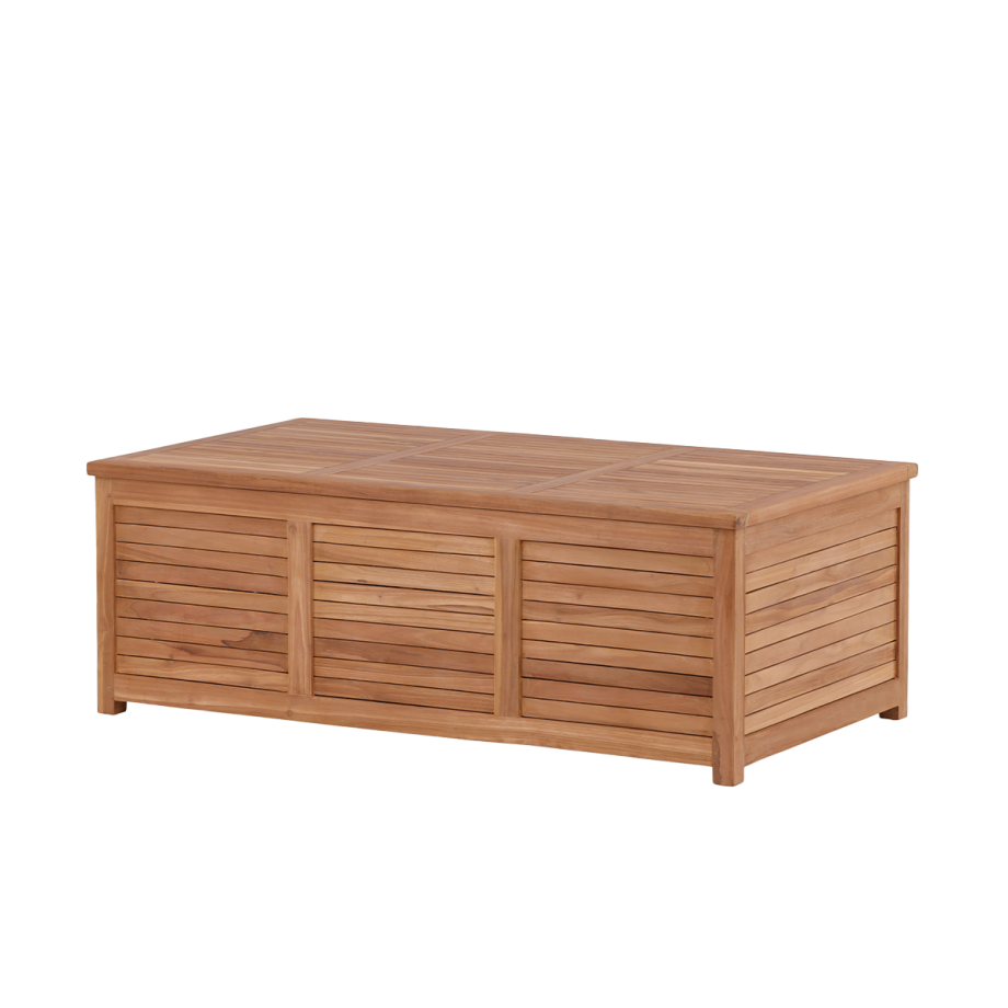 Dave teakhouten tuinkussen opbergkist naturel - 130 x 46 cm afbeelding 1