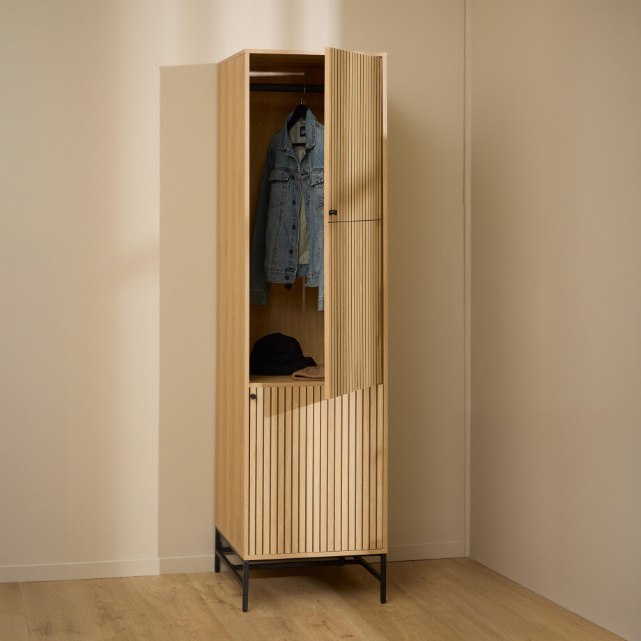 Bendt Smalle Kledingkast 'Davon' Eikenlook, 200 x 51cm afbeelding 1