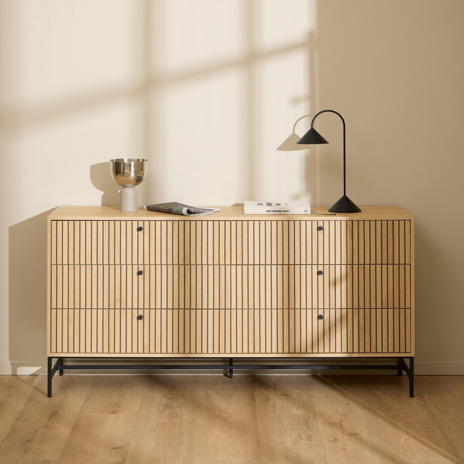 Bendt Ladekast 'Davon' Eikenlook 158cm, Met 6 laden afbeelding 1