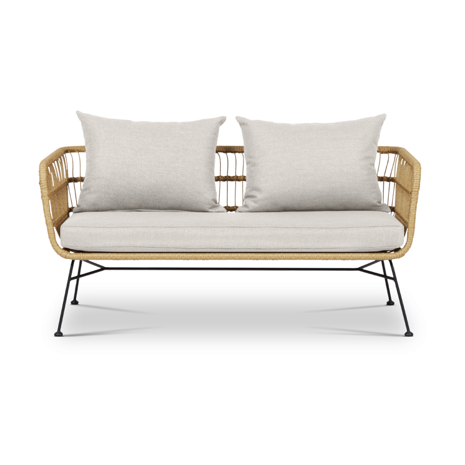 Dax rotan tuinbank zand - met zitkussens Dax rotan tuinbank zand - met zitkussens afbeelding 1