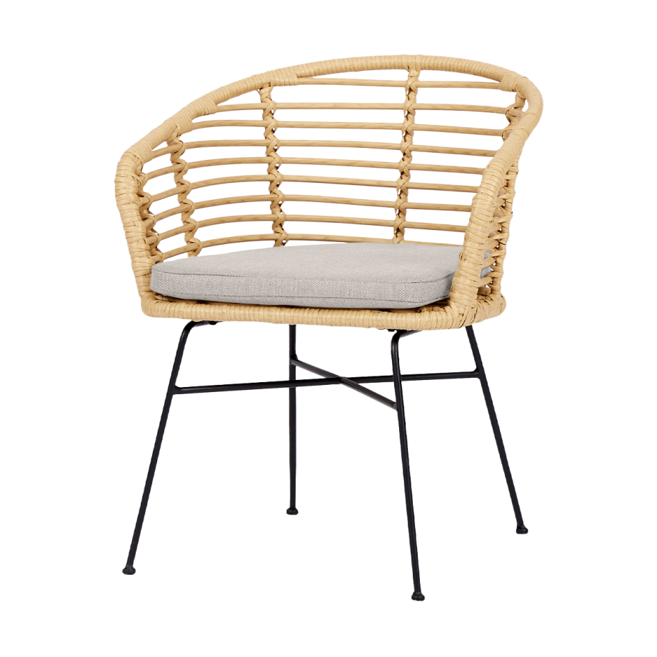 Dax rotan tuinstoel naturel met kussen Dax rotan tuinstoel naturel met kussen afbeelding 1