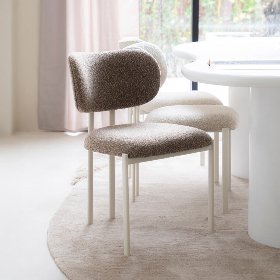 By-Boo Eetkamerstoel 'Daybreak' Bouclé, kleur Bruin afbeelding 1