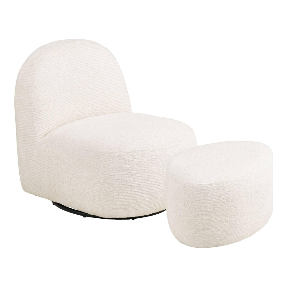 Fauteuil Milo ribstof met krukje | House Nordic afbeelding 1
