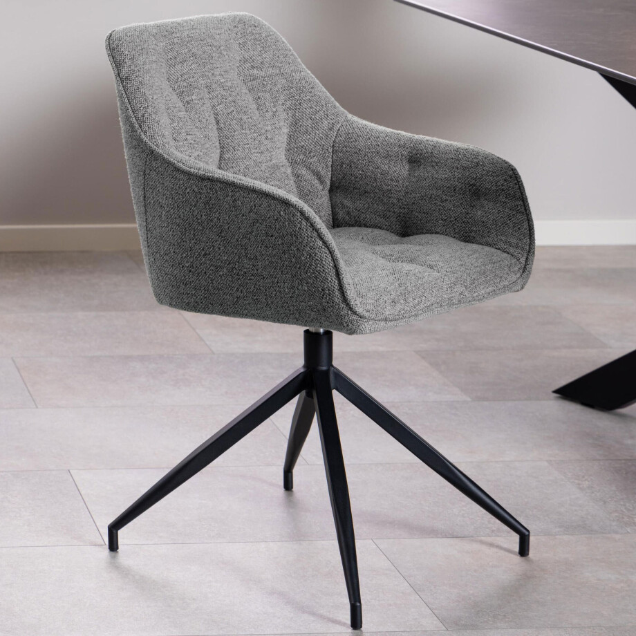 Bendt Draaibare Eetkamerstoel 'Loren' Bouclé, kleur Grijs afbeelding 1